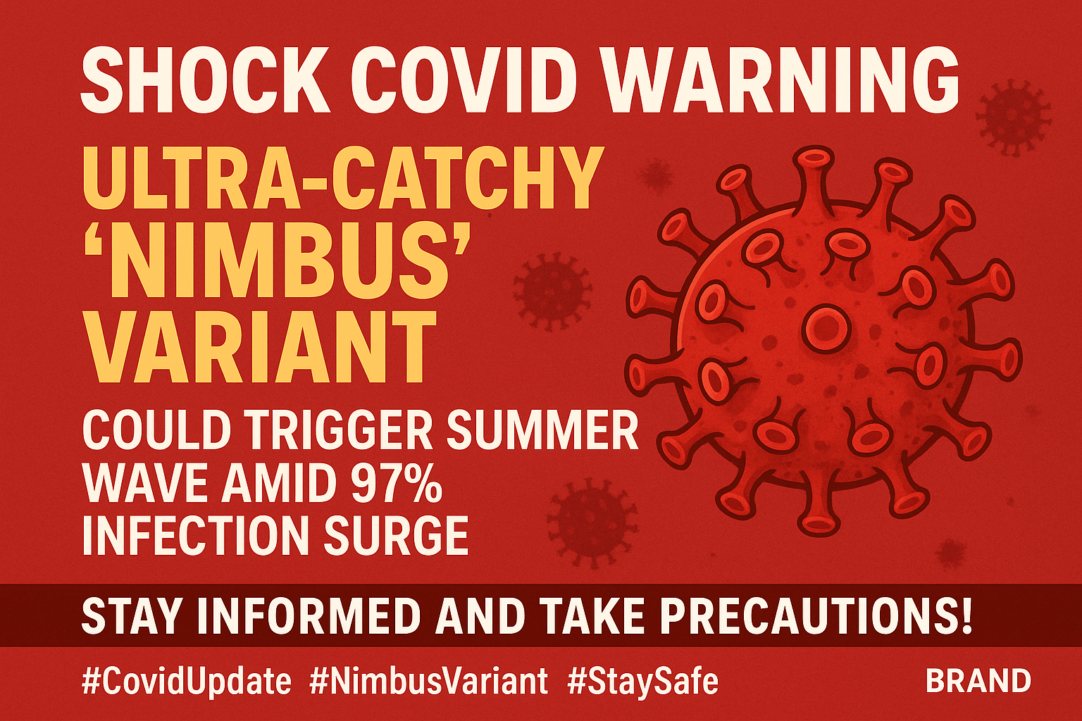 Create an image that captures the urgency and significance of the news article titled "Shock Covid Warning: Ultra-catchy '...